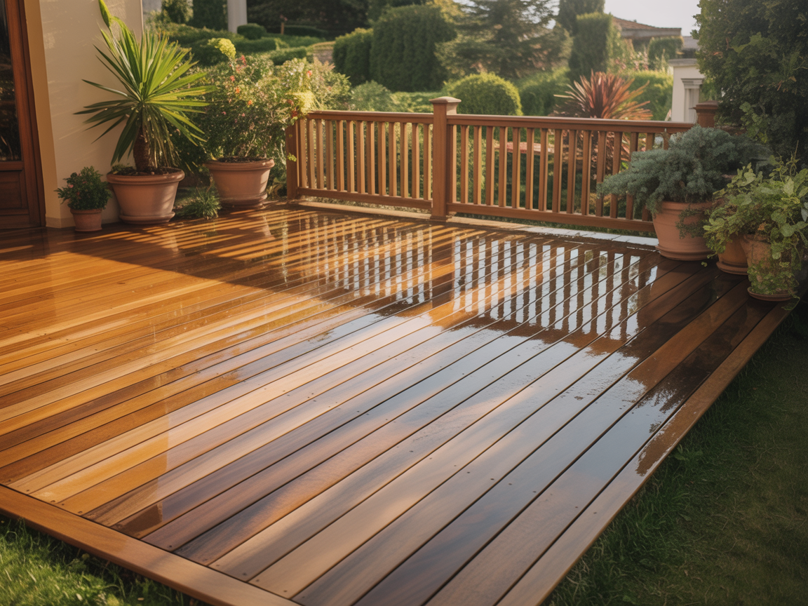 Terrasse en bois restaurée